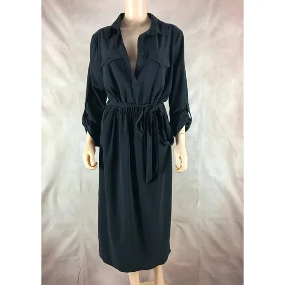 HUTCH Black Belted Midi Shirt Dress Size XL - Picture 8 of 8